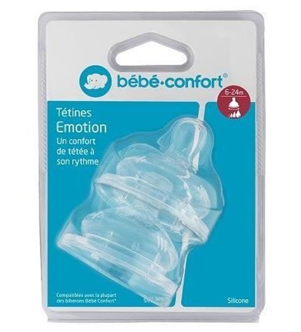 Bebe Confort - Tétines Emotion Col large T2 (x2) - 3 vitesses (6-24M +)