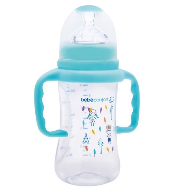 Bebe Confort - Biberon Maternity avec poignées 270 ml - Indians Bleu (6-24M +)
