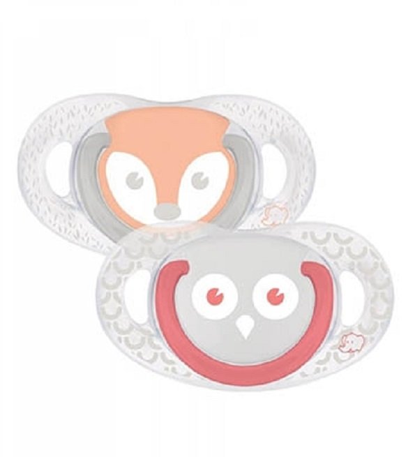BÉBÉ CONFORT SUCETTE NATURAL PHYSIO 0-6M FUNNY ANIMALS HIBOU RENARD X2