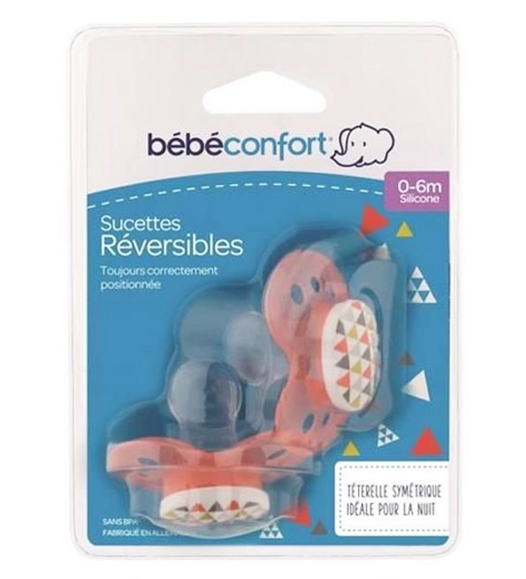 Bebe Confort - Sucettes réversibles en silicone (x2) - Rouge (0-6M +)