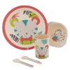 Bebe Confort - Coffret repas en Bambou (Assiette, bol, verre, cuillère, fourchette) - Jungle Vibes (18M +)