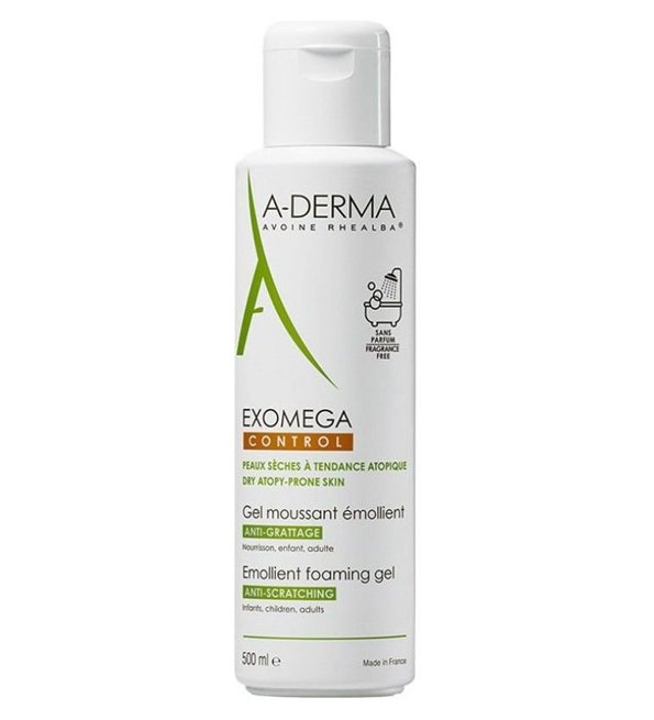 A-derma Exomega Gel moussant émollient anti-grattage 500 ml
