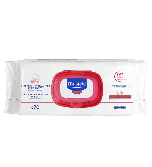 Mustela Lingettes Nettoyantes Apaisantes Sans Parfum - 70 Piéces