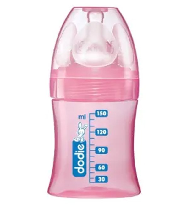 Dodie - Biberon Initiation+ Tétine débit 1 Rose - 150 ml