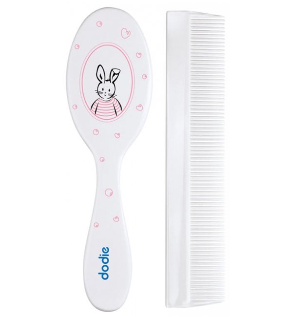 Dodie - Peigne et brosse assortis - Lapin rose