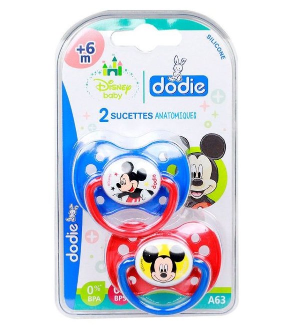 Dodie - Sucettes forme anatomique silicone Disney Baby Mickey (6M +) N°A63 - (x2)