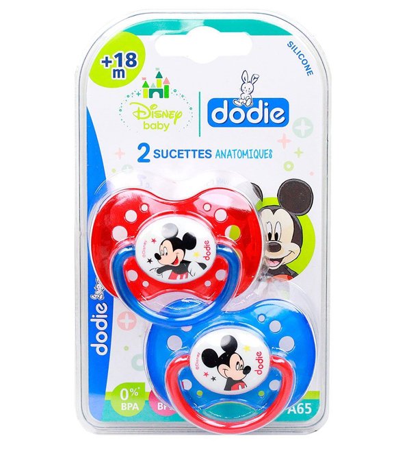 Dodie - Sucettes forme anatomique silicone Disney Baby Mickey (18M +) N°A65 - (x2)
