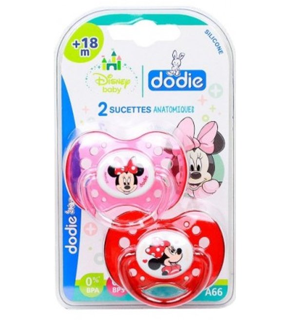 Dodie - Sucettes forme anatomique silicone Disney Baby Minnie (18M +) N°A66 - (x2)