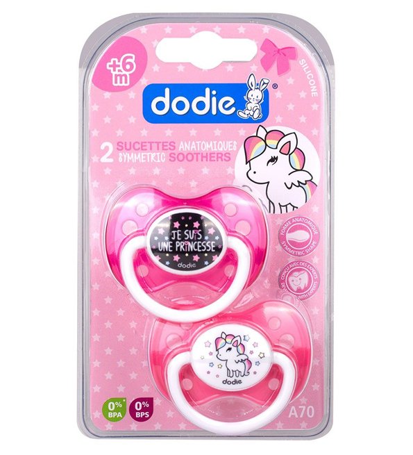 Dodie - Sucette forme anatomique silicone Girly Licorne (6M +) N°A70