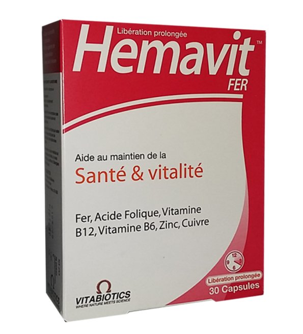 Vitabiotics - Hemavit Fer Santé et Vitalité - 30 capsules
