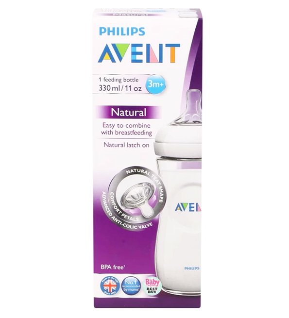 Avent - SCF696/17 - Biberon Natural 330ml - 3 mois et + (Débit moyen)