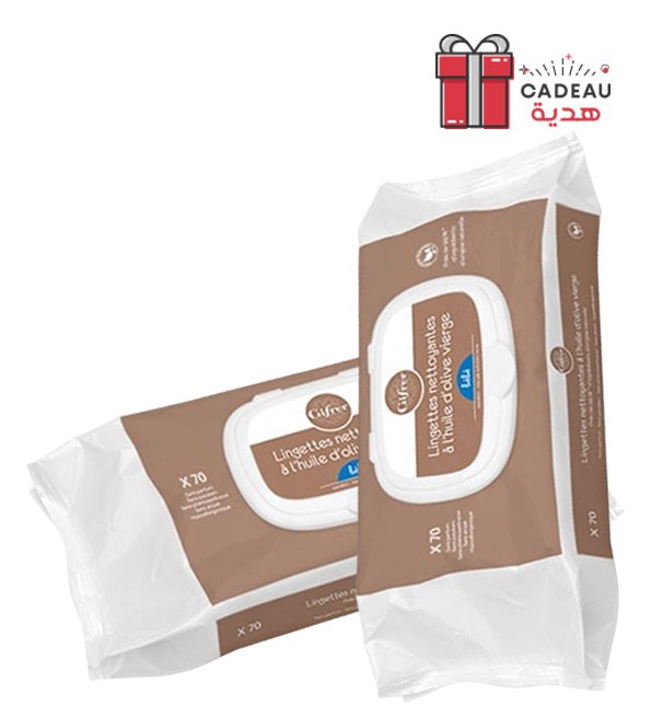 Gifrer Lingettes Nettoyantes à l'Huile d'Olive Vierge - 70 Piéces Lot de 2