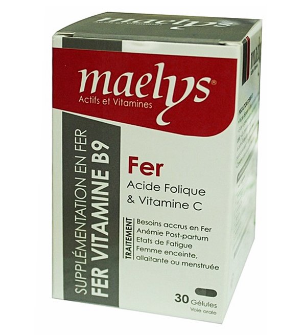 Maelys Fer Acide Folique et Vitamine C - 30 Gélules