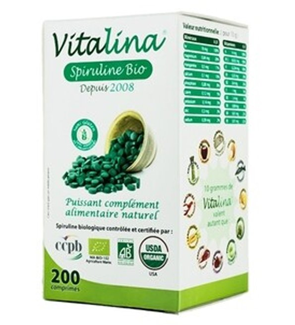 Vitalina Spiruline Bio - 200 Comprimés