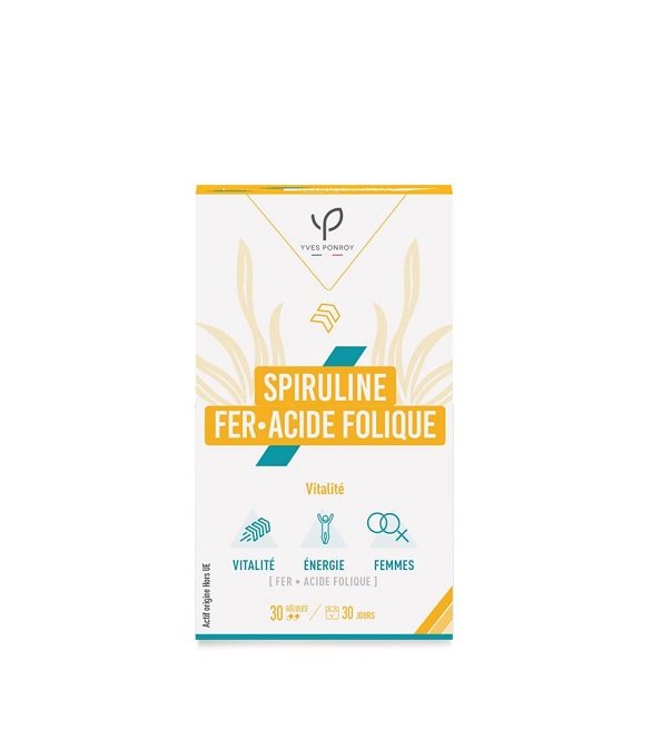 Yves Ponroy Spiruline Fer Acide folique 30 Gélules