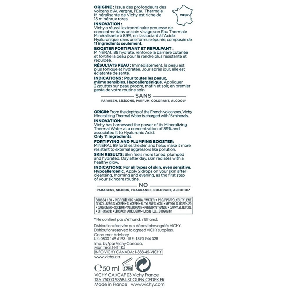 Vichy Minéral 89 Sérum Fortifiant Tous Types de Peaux | 50ml – Image 6